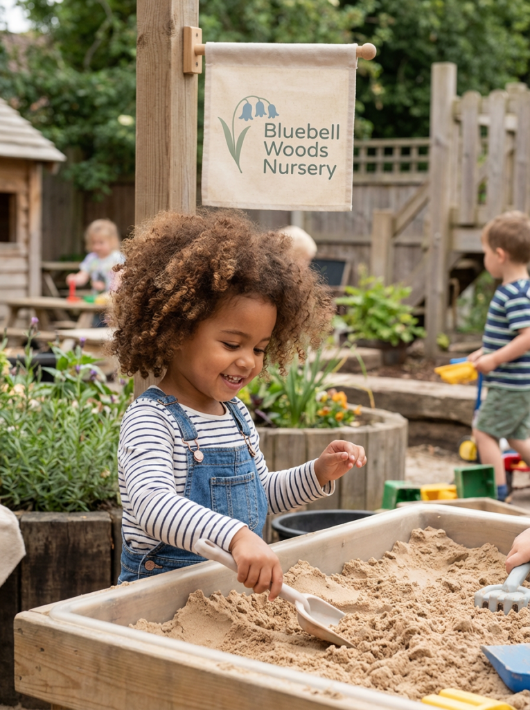 Firefly_Gemini Flash_A 3 year old mixed race girl (sudanese and white) with curly brown hair playing in an 272657